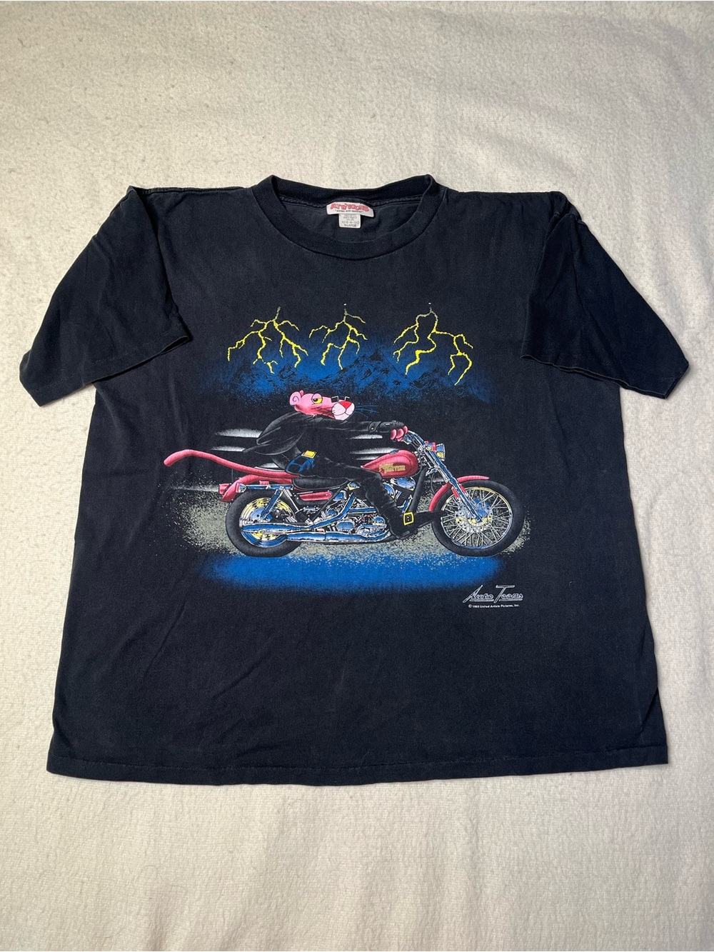 Vintage 1993 Atti Auto Toons Pink Panther Motorcycle Biker T Shirt Mens XL 90s